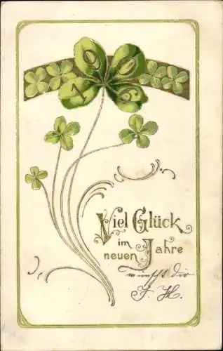 Präge Ak Glückwunsch Neujahr, Glücksklee