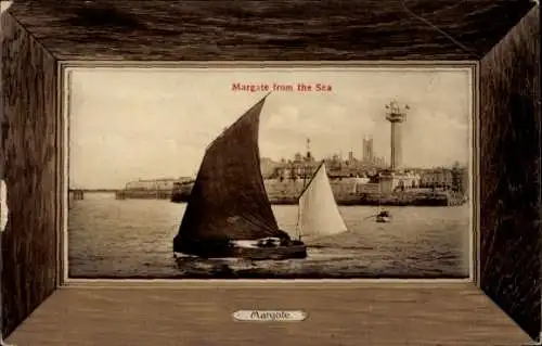 Passepartout Ak Margate Kent England, Leuchtturm, Segelboot