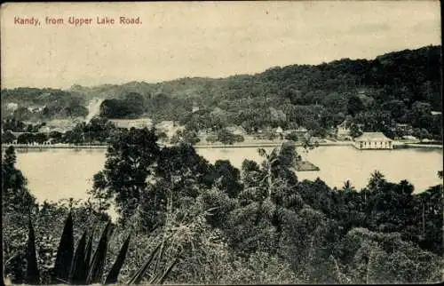 Ak Kandy Sri Lanka Ceylon, Gesamtansicht von der Upper Lake Road