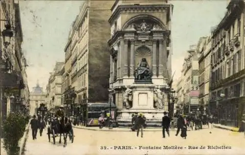 Ak Paris I Louvre, Fontaine Molière, Rue de Richelieu