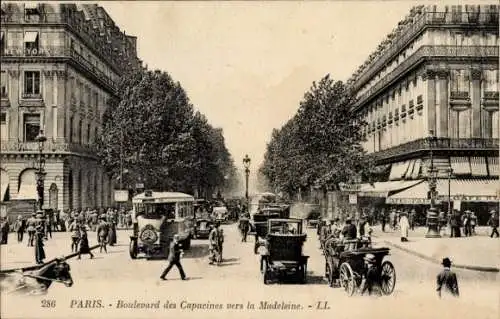 Ak Paris IX, Boulevard des Capucines in Richtung Madeleine
