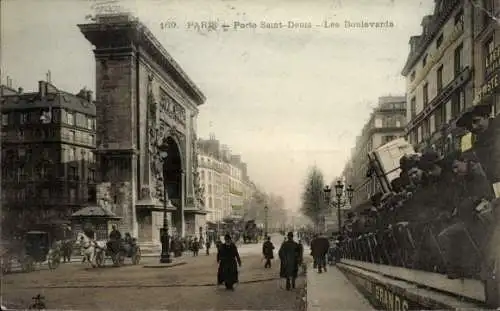 Ak Paris X, Porte Saint Denis, Les Boulevards