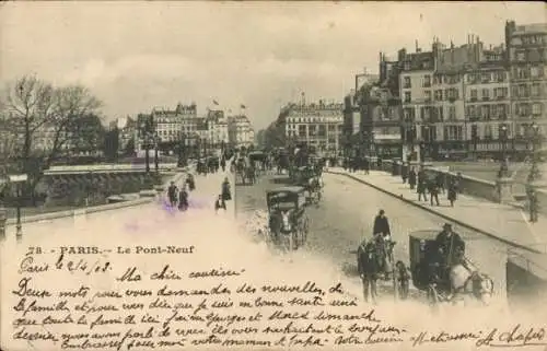 Ak Paris IV, Pont Neuf, Kutsche