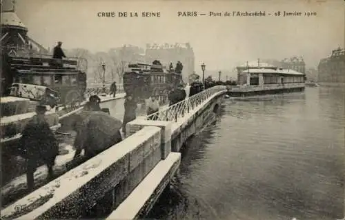 Ak Paris IV, Überschwemmung der Seine, 28. Januar 1910, Pont de l'Archeveché