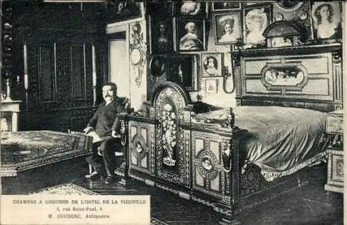 Ak Paris IV, Rue Saint Paul, Schlafzimmer des Hotel de la Vieuville