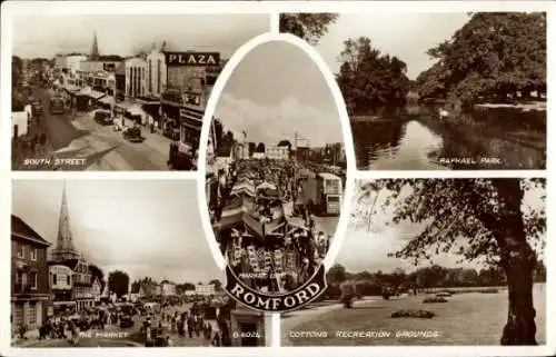 Ak Romford London City, South Street, Markt, Markttag, Raphael-Park, Cottons-Recreation-Grounds
