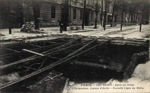 Ak Paris VIIIe Élysée, After a Storm, Avenue d'Antin, Neue Metrolinie