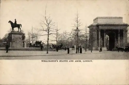 Ak London City England, Wellington's-Statue, Arch
