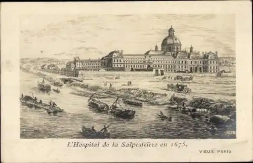 Ak Paris XIII, Das Hospital de la Salpestriere im Jahr 1675