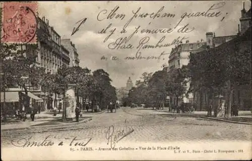 Ak Paris XIII., Avenue des Gobelins, Place Italie