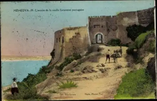 Ak Mehedya Mehdya Mehdia Marokko, Eingang zur alten portugiesischen Festung