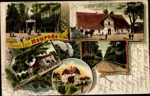 Litho Nowa Ruda Neurode im Eulengebirge Schlesien, Gasthof zum Waldschloss, Oberförsterei