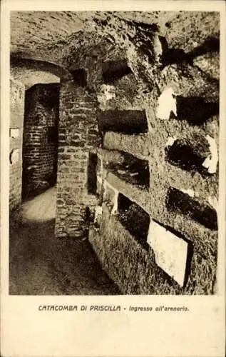 Ak Roma Rom Lazio, Catacomba di Priscilla, Ingresso all'arenario