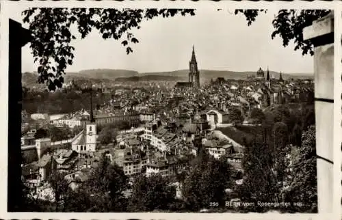 Ak Bern Stadt Schweiz, Panorama, Blick vom Rosengarten