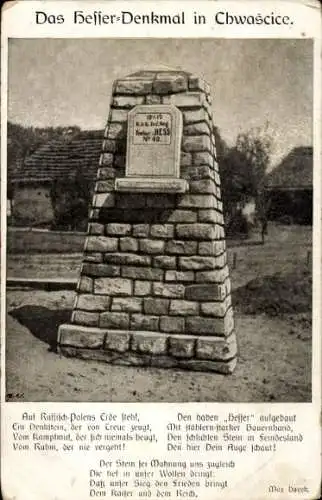 Ak Chwaścice Polen, Hesser-Denkmal, Gedicht