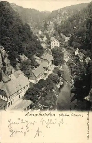 Ak Hřensko Herrnskretschen Elbe Region Aussig, Gesamtansicht