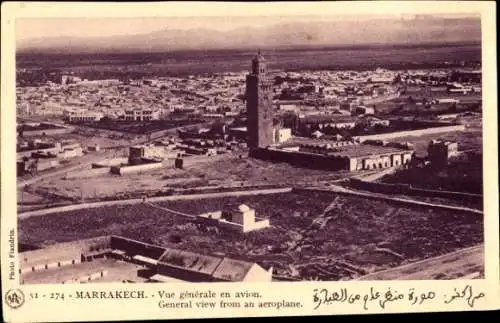 Ak Marrakesch Marokko, Blick auf den Ort