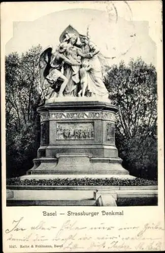 Ak Basel Bâle Stadt Schweiz, Strassbuger Denkmal
