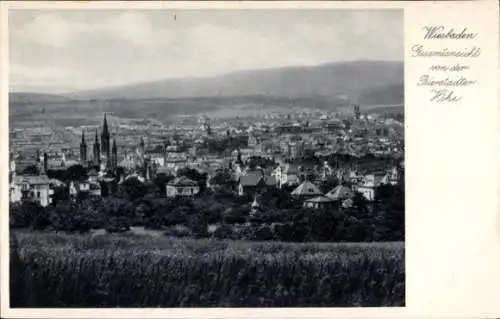 Ak Wiesbaden in Hessen, Gesamtansicht, Blick von der Bierstadter Höhe