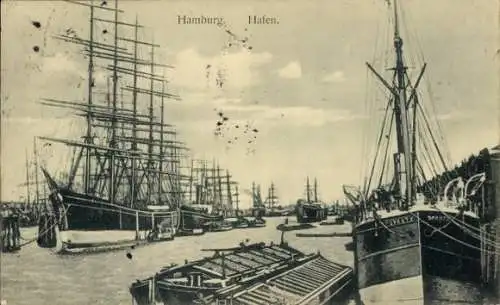 Ak Hamburg, Segelschiffhafen