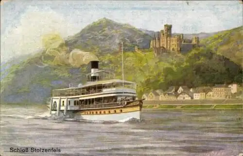 Künstler Ak Stolzenfels Koblenz am Rhein, Schloss, Dampfer, Köln-Düsseldorfer Rheindampfschifffahrt