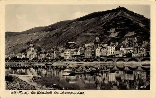 Ak Zell an der Mosel, Blick auf den Ort, Schwarze Katz