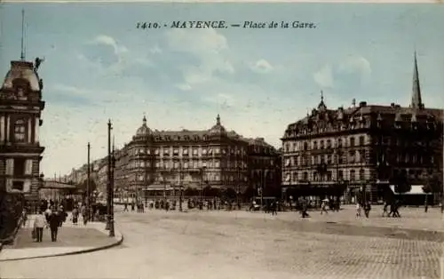 Ak Mainz am Rhein, Bahnhofsplatz