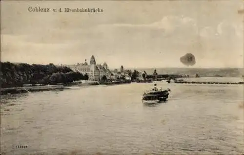 Ak Koblenz am Rhein, Eisenbahnbrücke