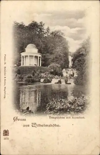 Ak Wilhelmshöhe Kassel in Hessen, Tempelchen mit Aquädukt