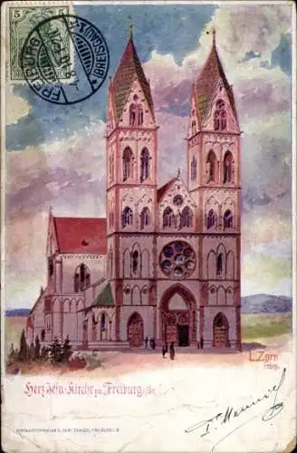 Künstler Ak Zorn, Freiburg im Breisgau, Herz-Jesu-Kirche