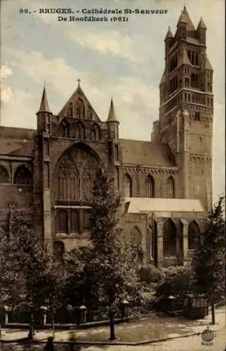 Ak Brügge Flandern Westflandern, Kathedrale St-Sauveur