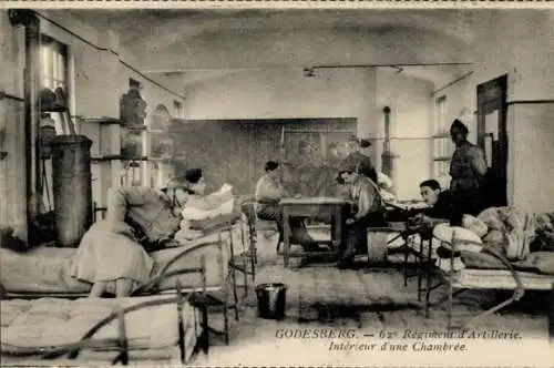 Ak Bad Godesberg Bonn am Rhein, französische Soldaten, 62. Artillerie-Regiment, Stube