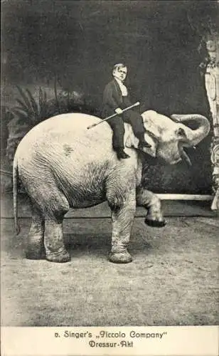 Ak Zirkus, von Singer's Piccolo Company, Dressur-Akt, Elefant