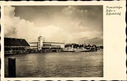 Ak Friedrichshafen am Bodensee, Hafen, Hafenbahnhof