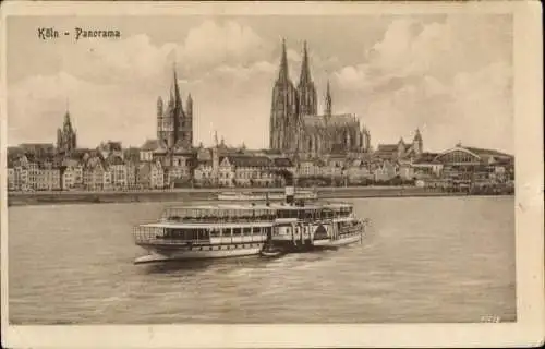 Ak Köln am Rhein, Dampfschiff, Dom, Panorama