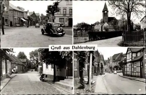 Ak Dahlenburg in der Lüneburger Heide, Autos, Kirche, Fachwerkhaus