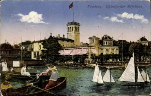 Ak Hamburg Nord Uhlenhorst, Ruderboote am Uhlenhorster Fährhaus