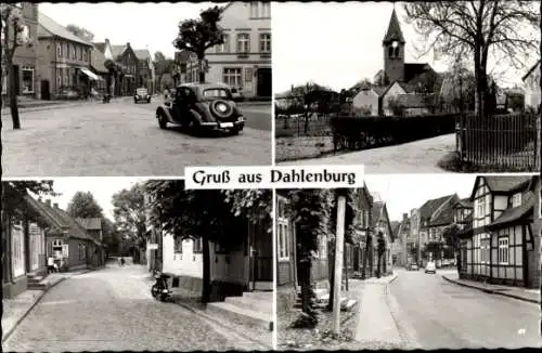 Ak Dahlenburg in der Lüneburger Heide, Autos, Kirche, Fachwerkhaus