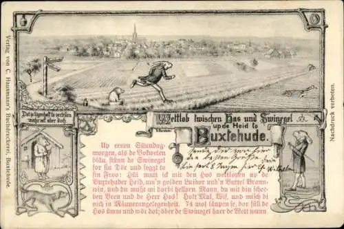 Ak Buxtehude in Niedersachsen, Wappen, Wettlauf Hase und Igel