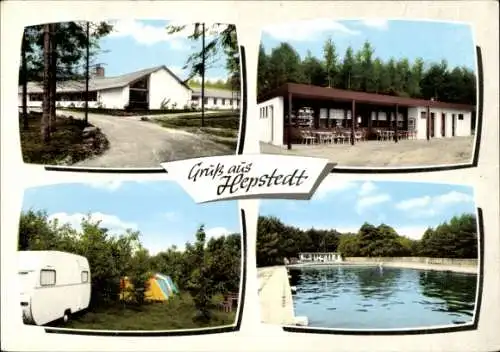 Ak Hepstedt in Niedersachsen, Campingplatz, Wohnwagen, Freibad, Imbiss