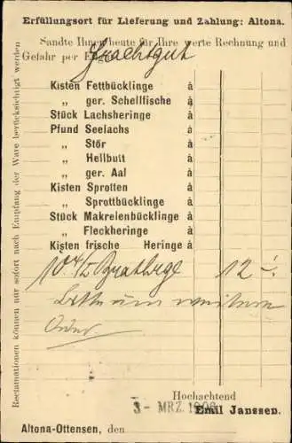 Ak Hamburg Altona, Emil Janssen, Fischräucherei