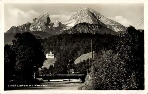 Ak Berchtesgaden in Oberbayern, Panorama, Watzmann, Schloss Lustheim