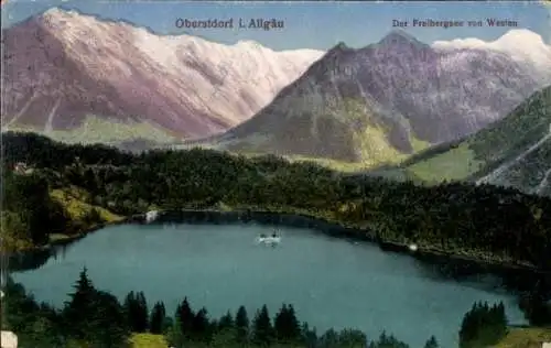 Ak Oberstdorf im Oberallgäu, Panorama, Freibergsee von Westen