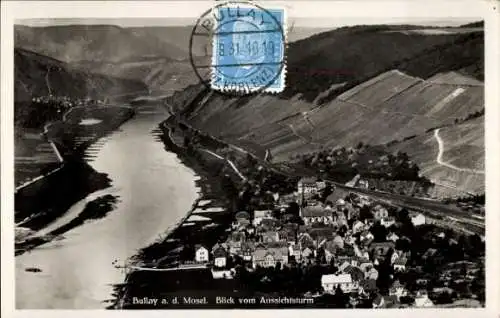 Ak Bullay a.d. Mosel, Blick vom Aussichtsturm auf die Stadt mit Umgebung