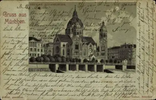 Mondschein Litho München, Neue St. Lucaskirche