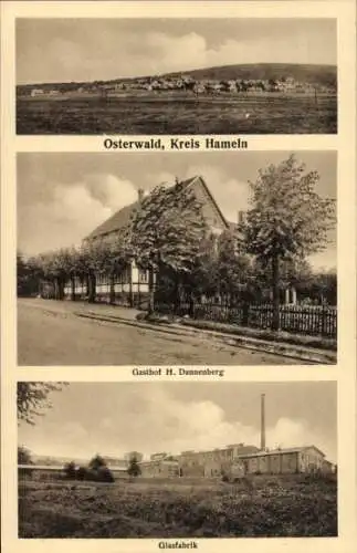 Ak Osterwald Salzhemmendorf, Gesamtansicht, Gasthof H. Dannenberg, Glasfabrik