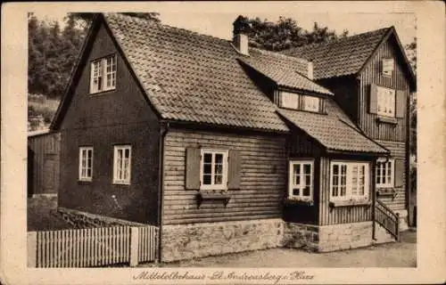 Ak St. Andreasberg Braunlage im Harz, Blick auf das Mittelelbehaus