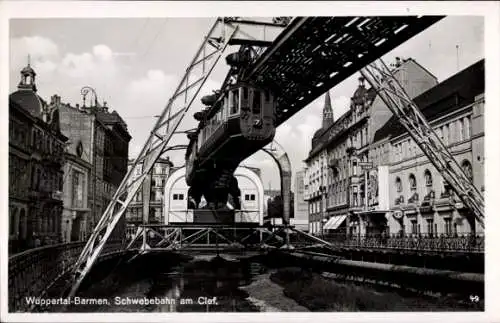 Ak Barmen Elberfeld Wuppertal, Schwebebahn am Clef