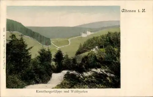 Ak Altenau Clausthal Zellerfeld im Oberharz, Kunsterbergerklippe, Waldgarten
