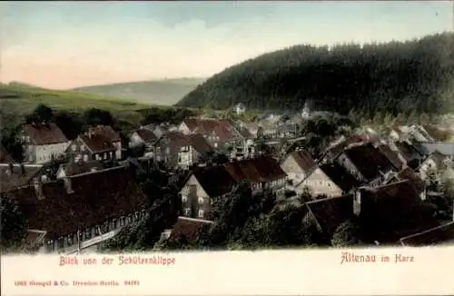 Ak Altenau Clausthal Zellerfeld im Oberharz, Blick von Schützenklippe